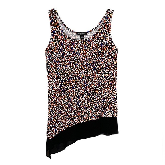AUGUST SILK Blouse Sleeveless Colorful High low Stretchy Pull over Size Medium - Picture 3 of 4